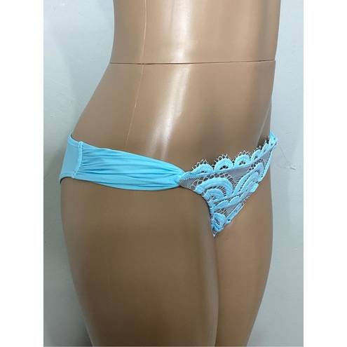 PilyQ New.  lace crystal blue fanned teeny bikini bottom. Large