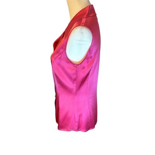 St. John  Hot Pink Sleeveless Button Down Blouse