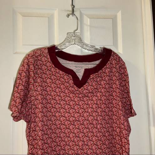 White Stag  Pink Floral Print V Neck Short Sleeve Top 2X