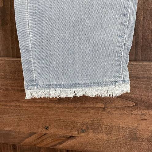 J.Jill  Denim Jeans Womens 8 Authentic Fit Cropped Light Wash Fringe Hem Boho