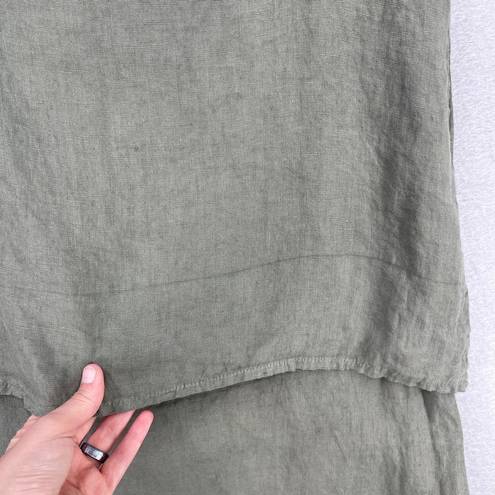 Lungo L’arno Lungo L'Arno Linen Dress Womens Medium Green Beach Summer Popover Casual Shift