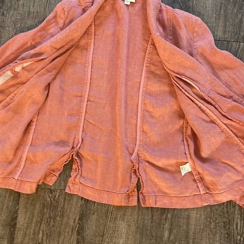 J.Jill  Blazer Women Size Extra Small Pink Button Linen Rayon Blend Workwear