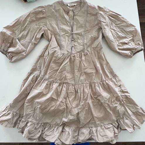 Anthropologie  Beige Ruffled Tunic Dress