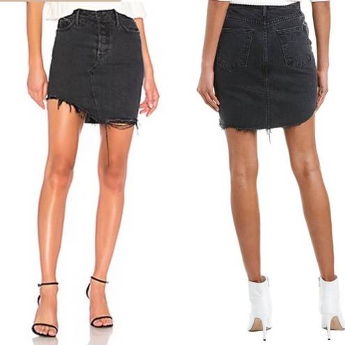 GRLFRND NEW  Rhoda High Waist High-Low Mini Denim Jean skirt in True To Self