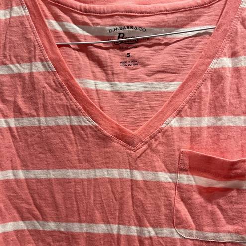 Krass&co G H BASS &  Cotton Stripe Coral & White Boat Tank Top Sz Small