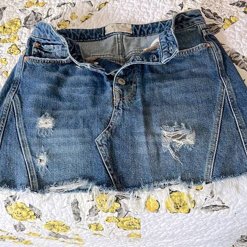 Free People distressed denim mini skirt size 28