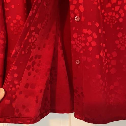 Oleg Cassini Vintage  100% silk neck tie red dot blouse, size 6