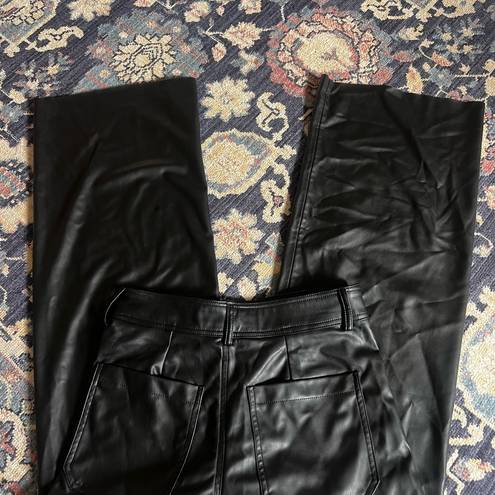 ZARA High-Waisted Faux Leather ZW Marine Straight Pants