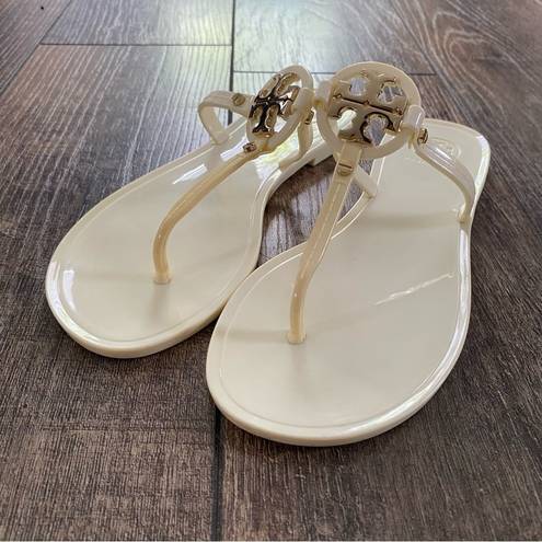 Tory Burch  | Mini Miller Jelly Sandal Ivory Cream/Pastel Yellow with Gold Emblem