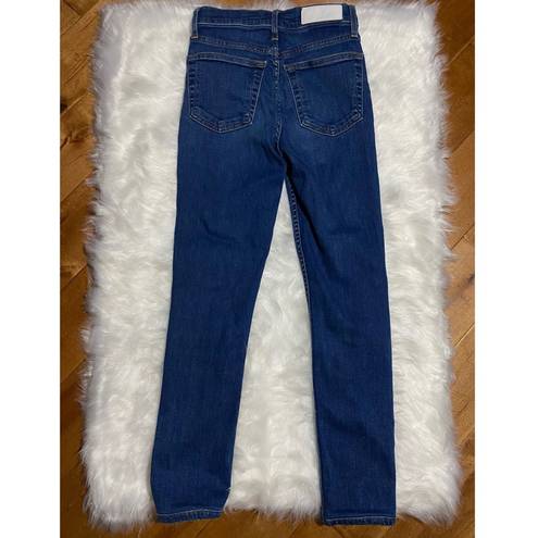 RE/DONE REDONE Womens Jeans High Rise Ankle Crop Stretch Denim Button Fly Skinny Size 24