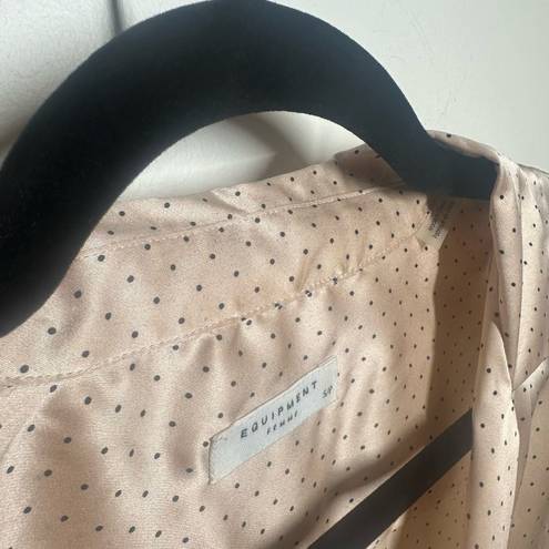 Equipment  Ansley Polka Dot Silk Pink Black Button Down Top Size Small