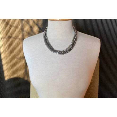 Krass&co The Roman  tri strand grey beaded necklace