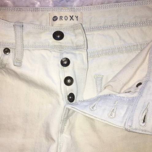 Roxy  Button Fly White Wash Jean Shorts Size 26