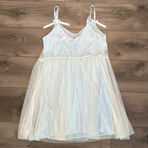 Oscar de la Renta Vintage Oscar De La Rente Baby Doll Slip Blue And White Size M/L