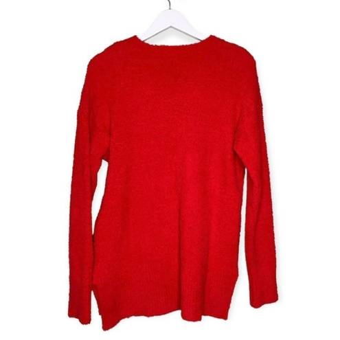 Sanctuary Women’s Fuzzy V Neck Long Sleeve Sweater in Red Size XS