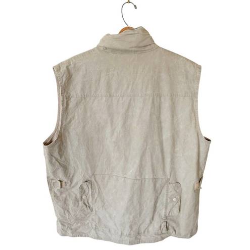 Banana Republic VINTAGE  Bush Vest Hoodie Tan Khaki Cargo Zip Pockets Safari XL