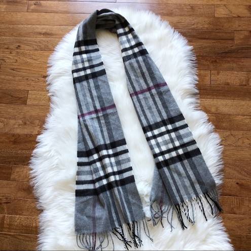 V. Fraas Gray Plaid Winter Scarf