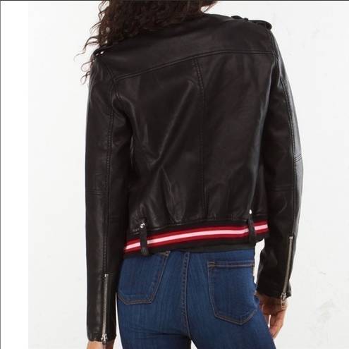 BLANK NYC  Racing Stripe Faux Leather Bomber Jacket