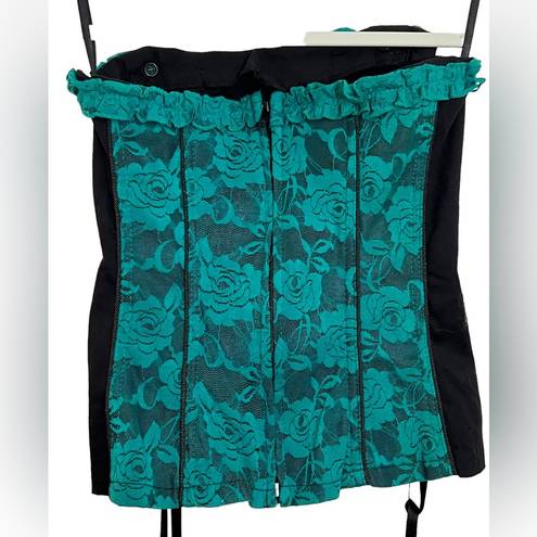 Tripp NYC  teal lace corset bustier crop top y2k