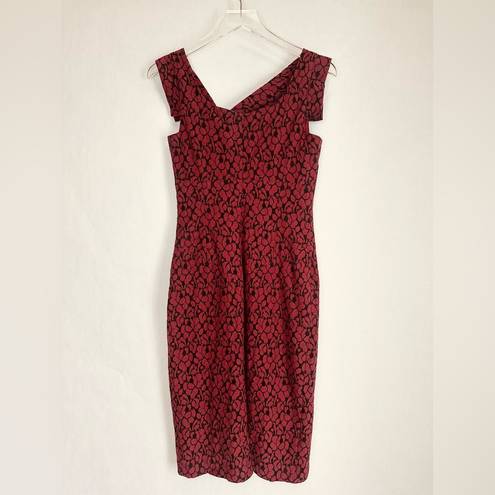 Black Halo  Jackie O Burgundy Wine Red Lace Cotton Raschel Dress Size 2