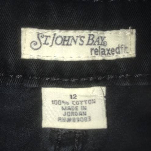 St. John’s Bay  relaxed fit boot cut high waisted black jeans 100% cotton size 12