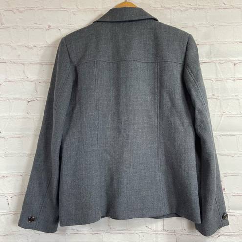 Rafaella  Womens Blazer Jacket Sz 10 Wool Line Solid Gray Career Office Button