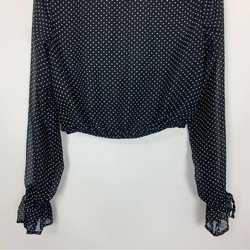 Honey Punch  Black Polka Dot Long Sleeve Crop Top Size Medium