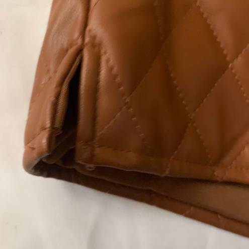 idem Ditto Higher Class Faux Leather Quilted Shorts Caramel Brown size M