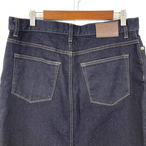 Krass&co LRL Lauren Jeans  Denim Skirt Womens 10 Dark Wash Classic Western Minimalist