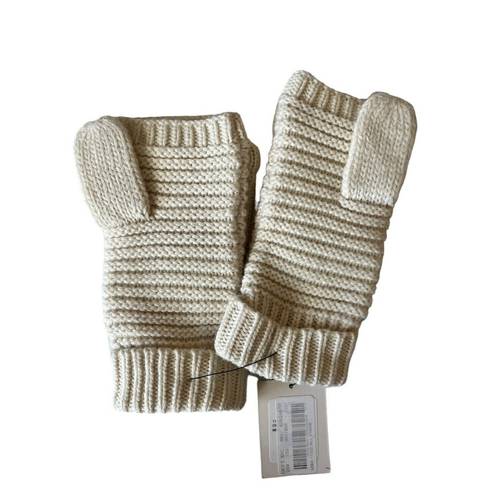 UGG  Wool Blend Fingerless Knit Gloves Mittens Cream Womens One Size NEW