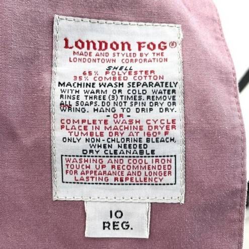 London Fog Vintage 1980s  Mauve Lined Full Length Trench Rain Coat size 10