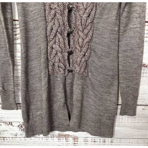 BKE  Boutique Women's Wool Blend Knitted Long Sleeve Cardigan Brown Size Small