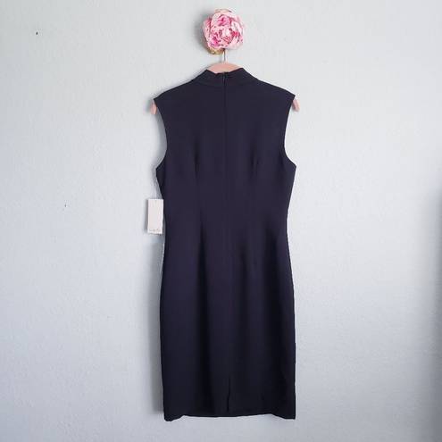 Harper ‎ Rose Tie Neck Sheath Black Dress