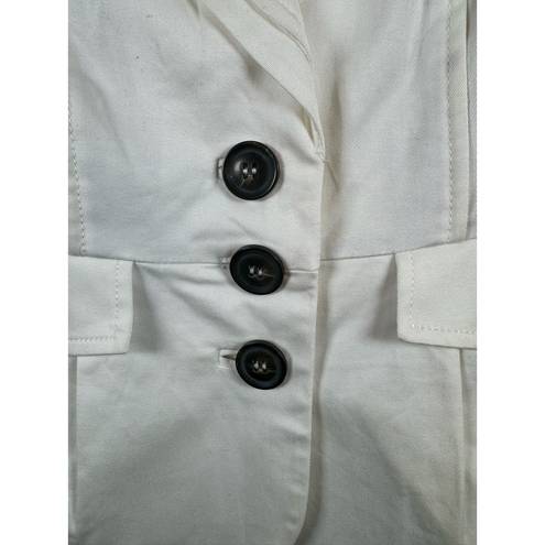 Mango MNG by  Womens Cotton Suit Jacket White Size 6 3 Blazer Cinched Waste