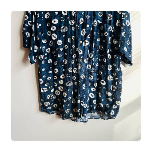 Structure ★ Vintage 90’s  Pattern Casual Button Down - Blue/White ★