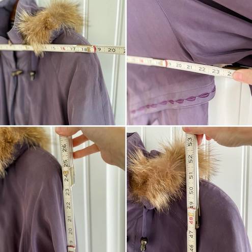 Bernardo Vintage  purple toggle long parka w/ removable lining & fur hood size M