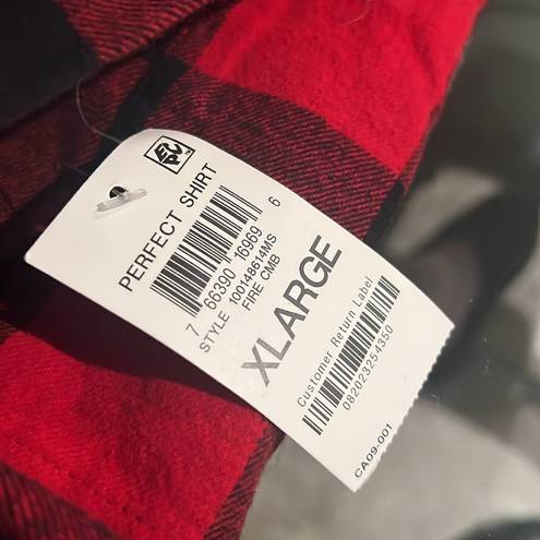 Style & Co  Cotton Buffalo Plaid Flannel Shirt, Black & Red New w/Tag $49.50