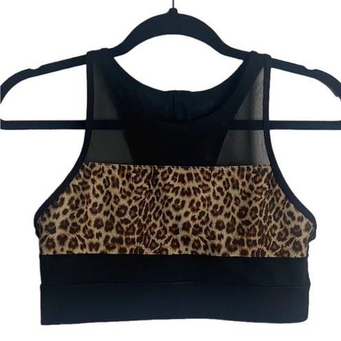 Zyia  Active Size S Black Leopard All Star Sports Bra High Neck One More Rep Zip