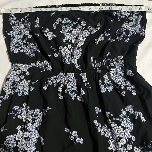 Old Navy EUC  Strapless Floral Maxi Dress, Size Medium, Black, Blue & White Multi