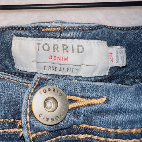 Torrid  Medium Wash Premium Stretch Denim High Rise Luxe Slim Boot Jeans size 24