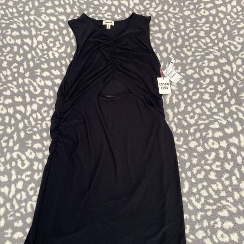 Open Edit NWT  cutout ruched black midi dress XXL