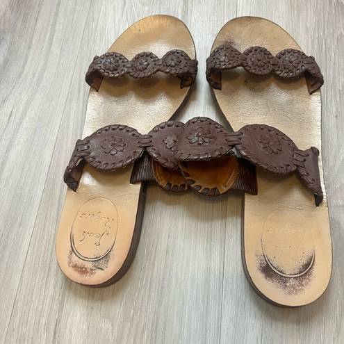 Jack Rogers  6.5 Brown Leather Lauren Sandals