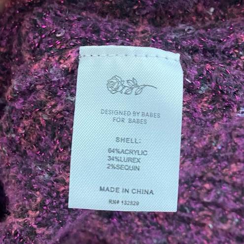 GRLFRND  freckled fuchsia ribbed sequin glitter sweater pullover