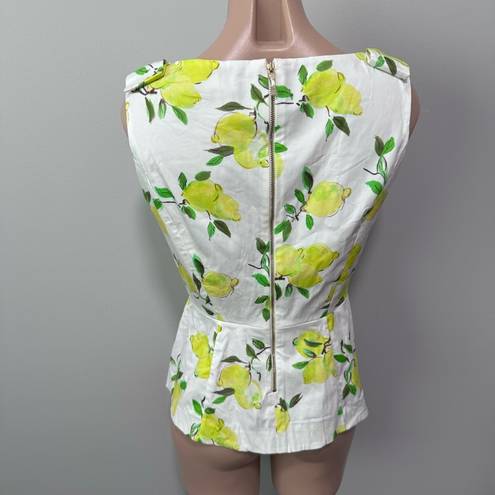 Kate Spade  Thalia Peplum Bow Top Lemons 4 Spring Shirt