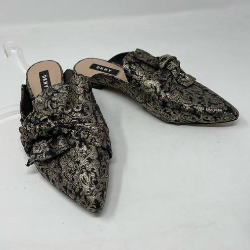 DKNY  Pier Baroque Tapestry Brocade Metallic Fabric Mules Slides Shoes womens 7.5