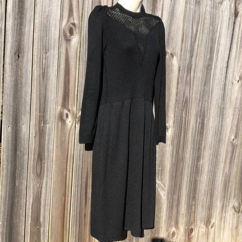 St. John  Small Saks Fifth Avenue Black Santana Knit Long Sleeve Dress Vintage