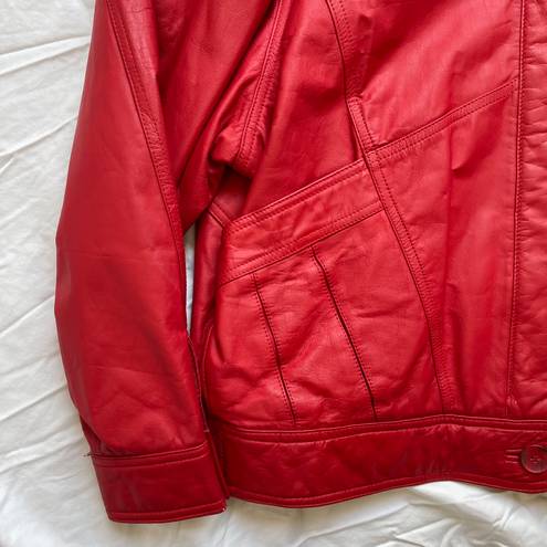 Vintage 1980s Streetwear Ferrari Red Leather Tibor Aviator Bomber Jacket Size M