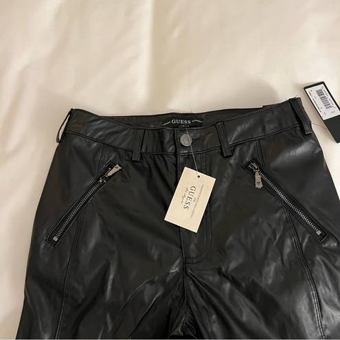 Guess  Women's Soto Pu Black Faux Leather Skinny Pants NWT