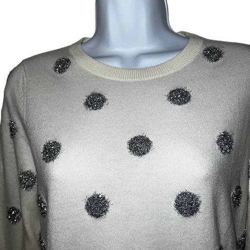 Talbots  Gorgeous Ivory Silver Tinsel Dot Lambswool Blend Sweater NWT $90 Size SP