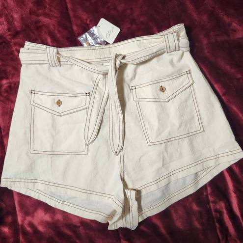 Free People NWT  Ynez Retro Tie Waist Pocket Shorts Size L